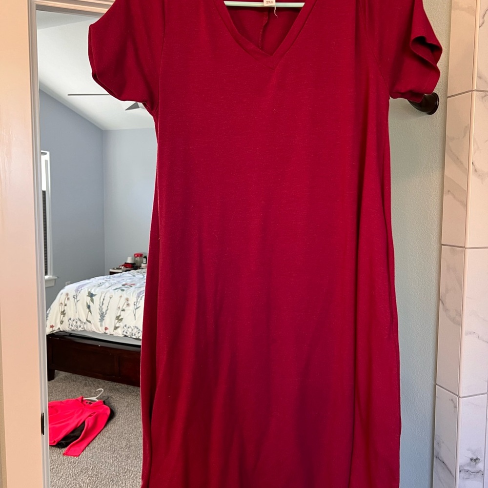 Red V-Neck Dress